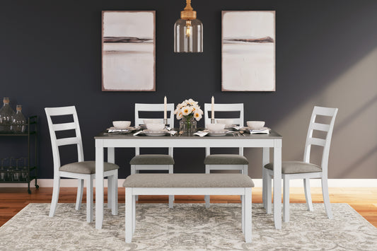 Cape Furniture Outlet - Ashley Furniture - Stonehollow Dining Room - RECT DRM Table Set (6/CN) / White/Gray - D382-325