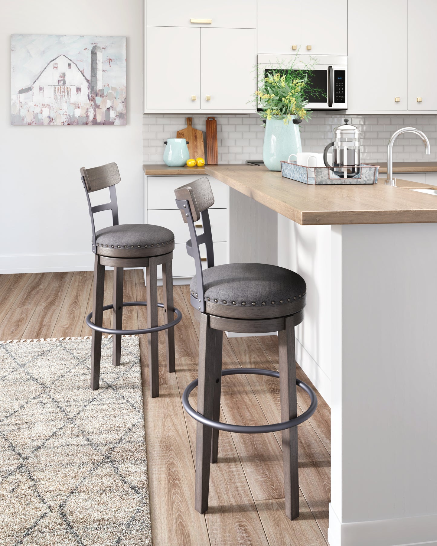Cape Furniture Outlet - Ashley Furniture - Caitbrook Dining Room - Tall UPH Swivel Barstool(1/CN) / Gray - D388-230