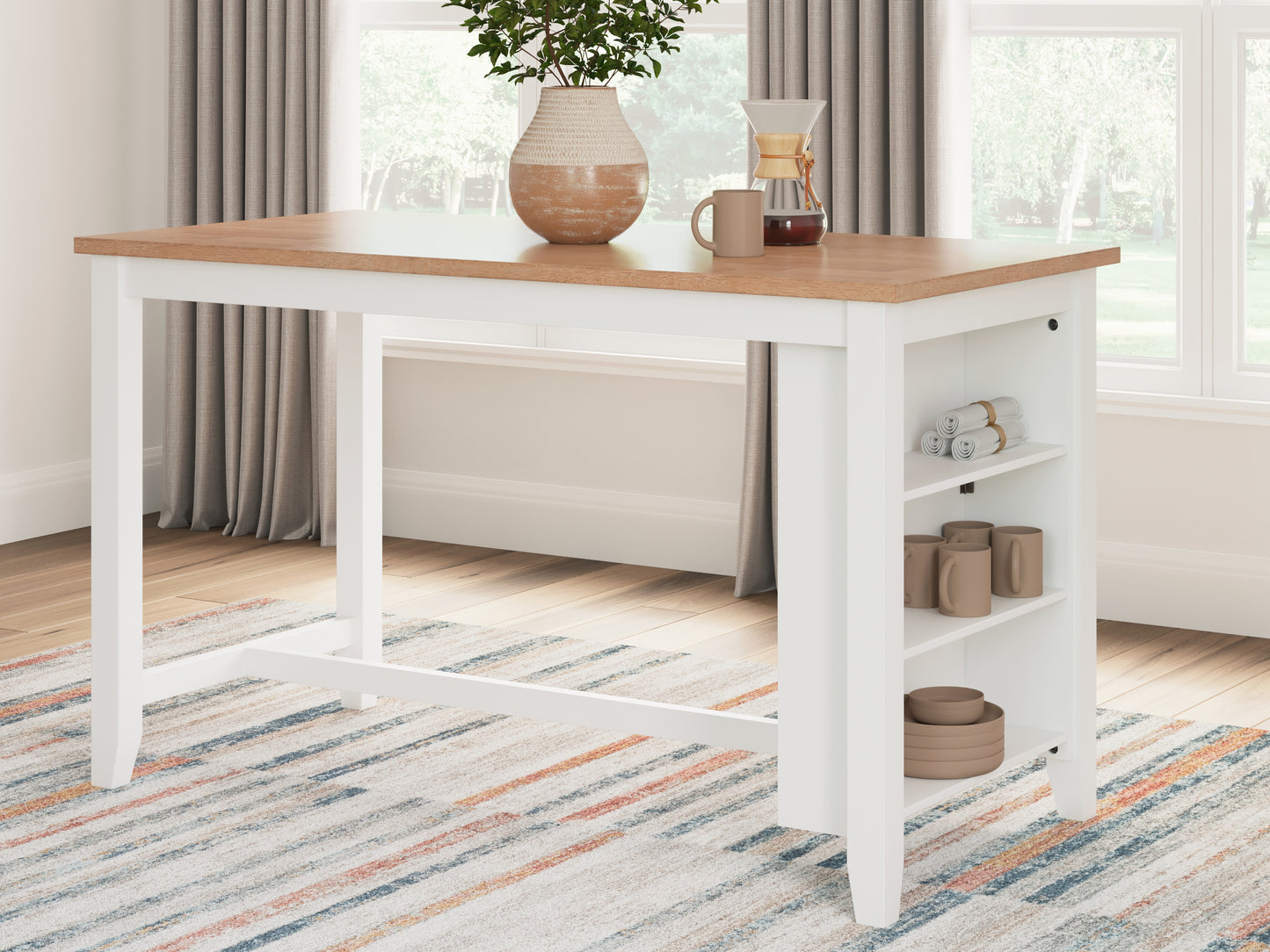 Cape Furniture Outlet - Ashley Furniture - Gesthaven Dining Room - RECT Dining Room Counter Table / Natural/White - D398-13