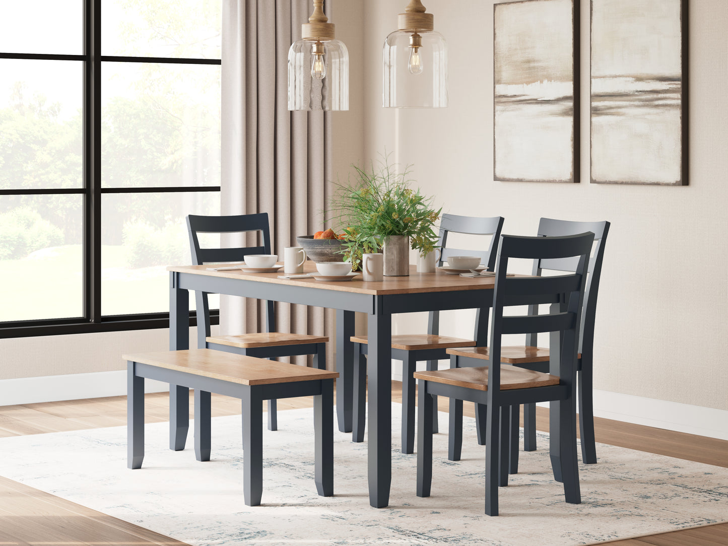 Cape Furniture Outlet - Ashley Furniture - Gesthaven Dining Room - Dining Room Table Set (6/CN) / Natural/Blue - D399-325