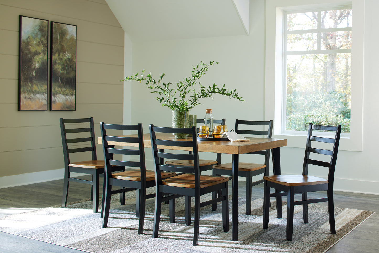 Cape Furniture Outlet - Ashley Furniture - Blondon Dining Room - RECT DRM Table Set (7/CN) / Brown/Black - D413-425