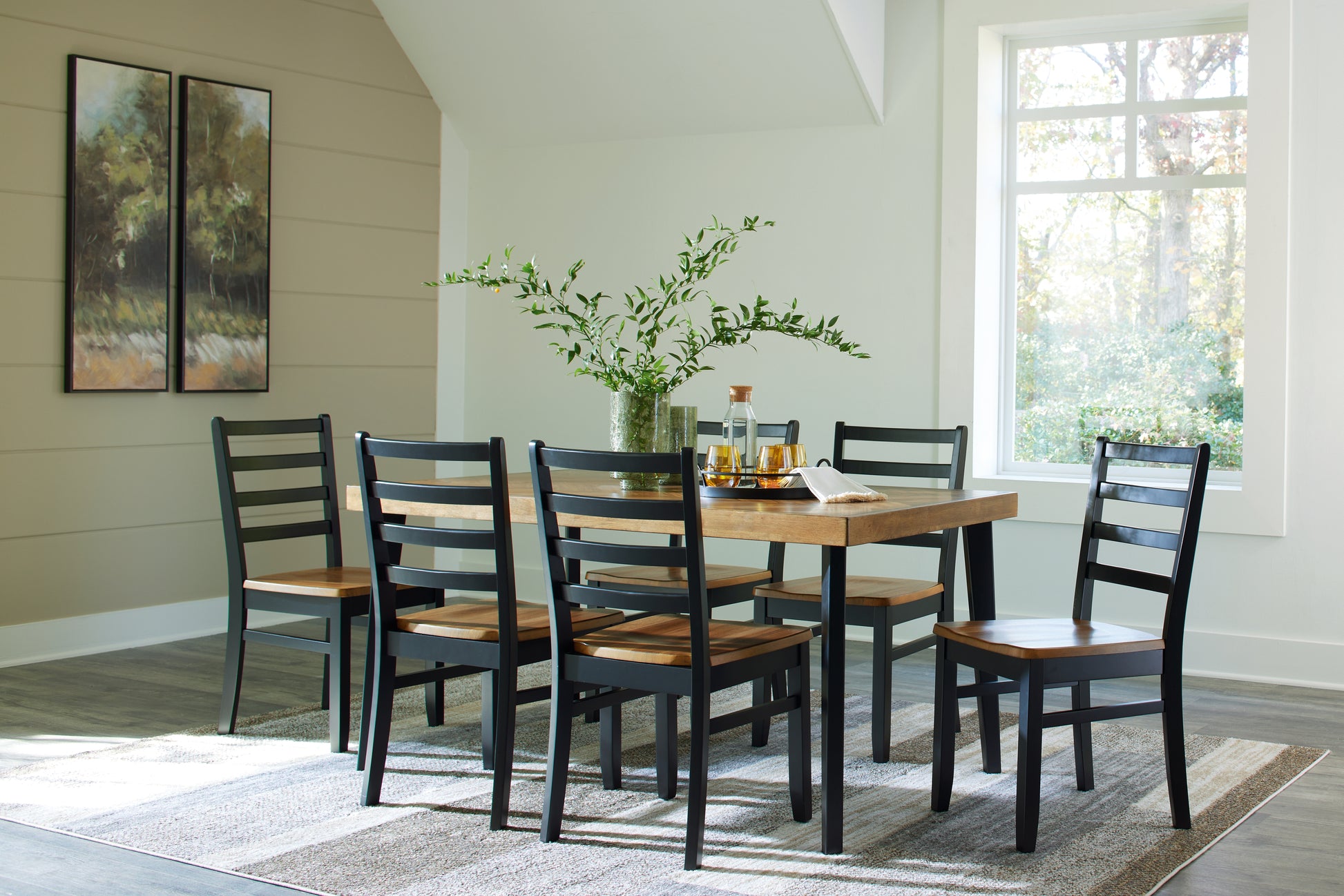 Cape Furniture Outlet - Ashley Furniture - Blondon Dining Room - RECT DRM Table Set (7/CN) / Brown/Black - D413-425
