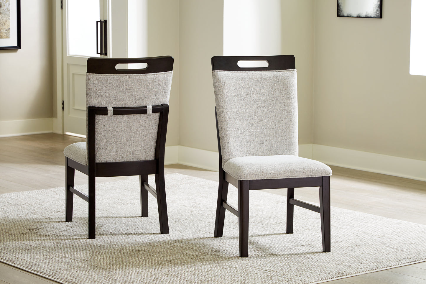 Cape Furniture Outlet - Ashley Furniture - Neymorton Dining Room - Dining Chair (Set of 2) / Dark Grayish Brown - D618-01X2