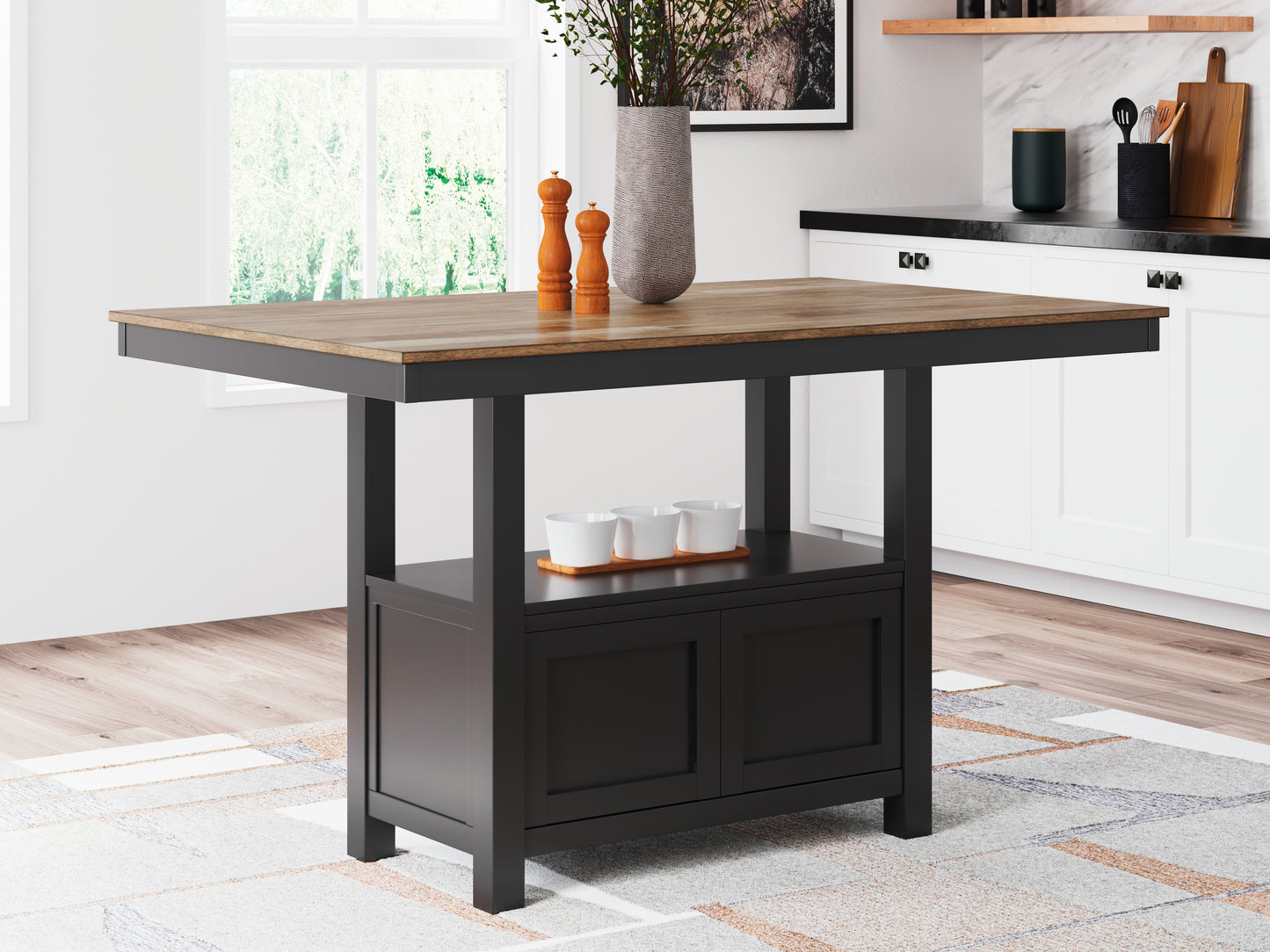 Cape Furniture Outlet - Ashley Furniture - Wildenauer Dining Room - RECT Dining Room Counter Table / Brown/Black / 60"W x 38"D x 36"H - D634-13