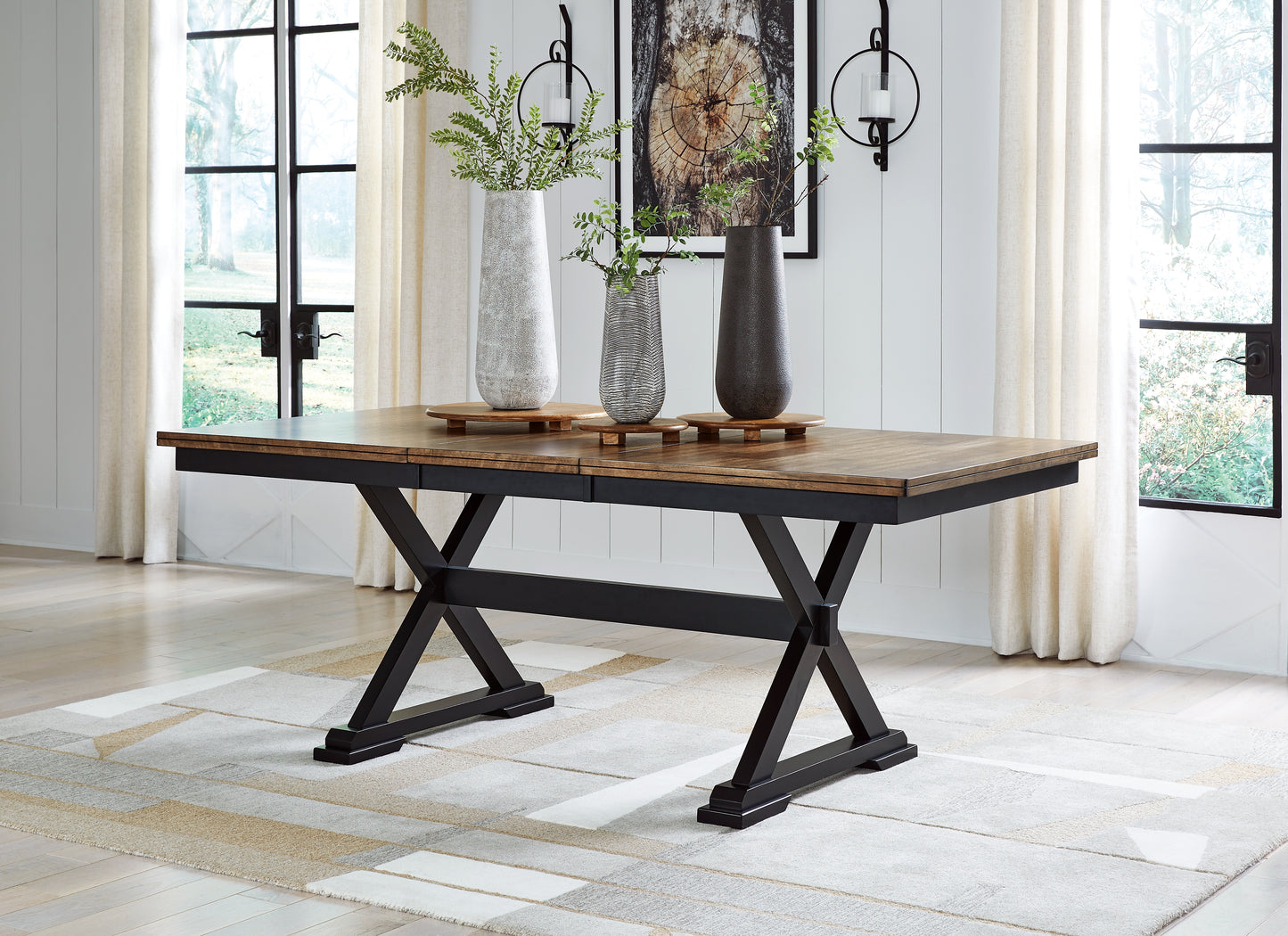 Cape Furniture Outlet - Ashley Furniture - Wildenauer Dining Room - RECT Dining Room EXT Table / Brown/Black / 40"W x 78"D x 30"H - D634-35