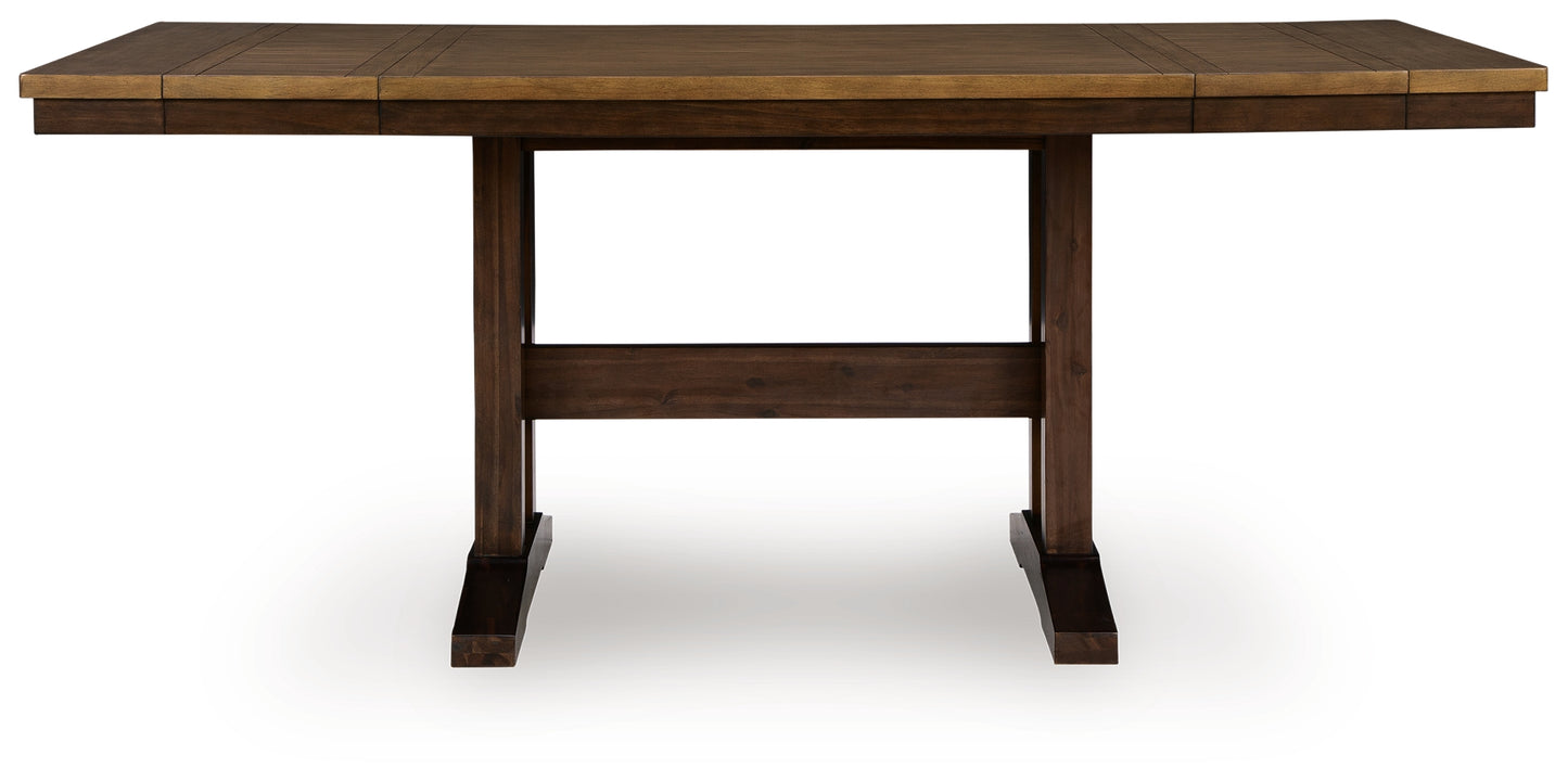 Cape Furniture Outlet - Ashley Furniture - Rylandeen Dining Room - RECT DRM Counter EXT Table / Light Brown/Dark Brown / 86"W x 42"D x 36"H - PCD651-32