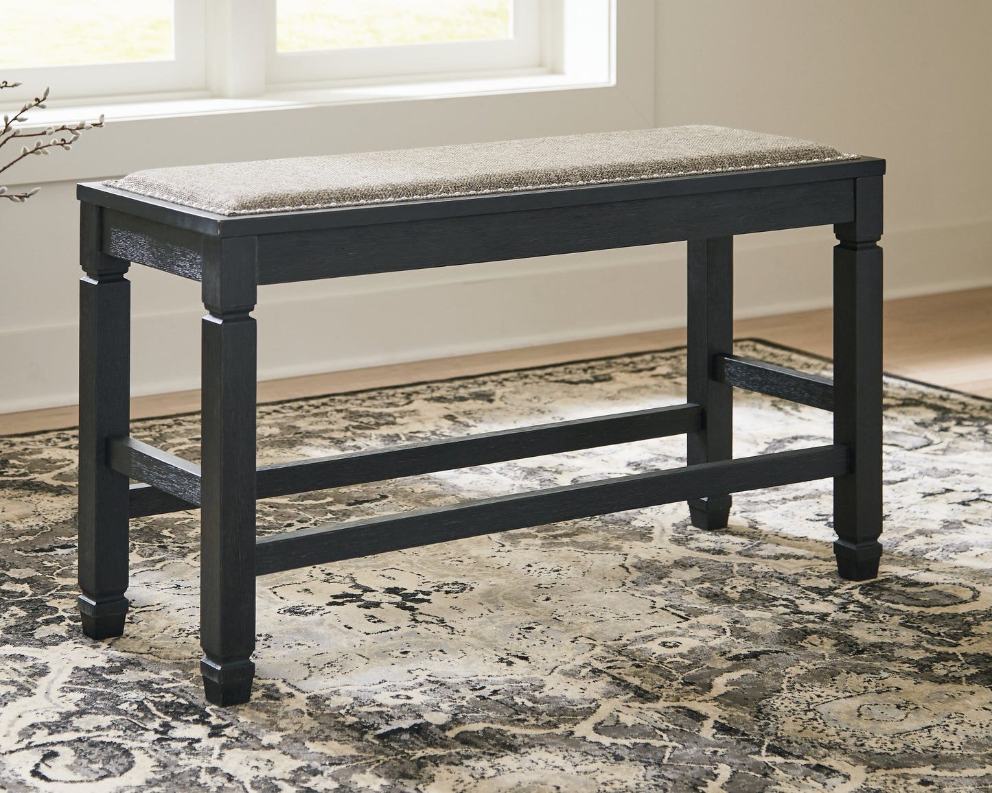 Cape Furniture Outlet - Ashley Furniture - Tyler Creek Dining Room - DBL Counter UPH Bench (1/CN) / Antique Black - D736-09