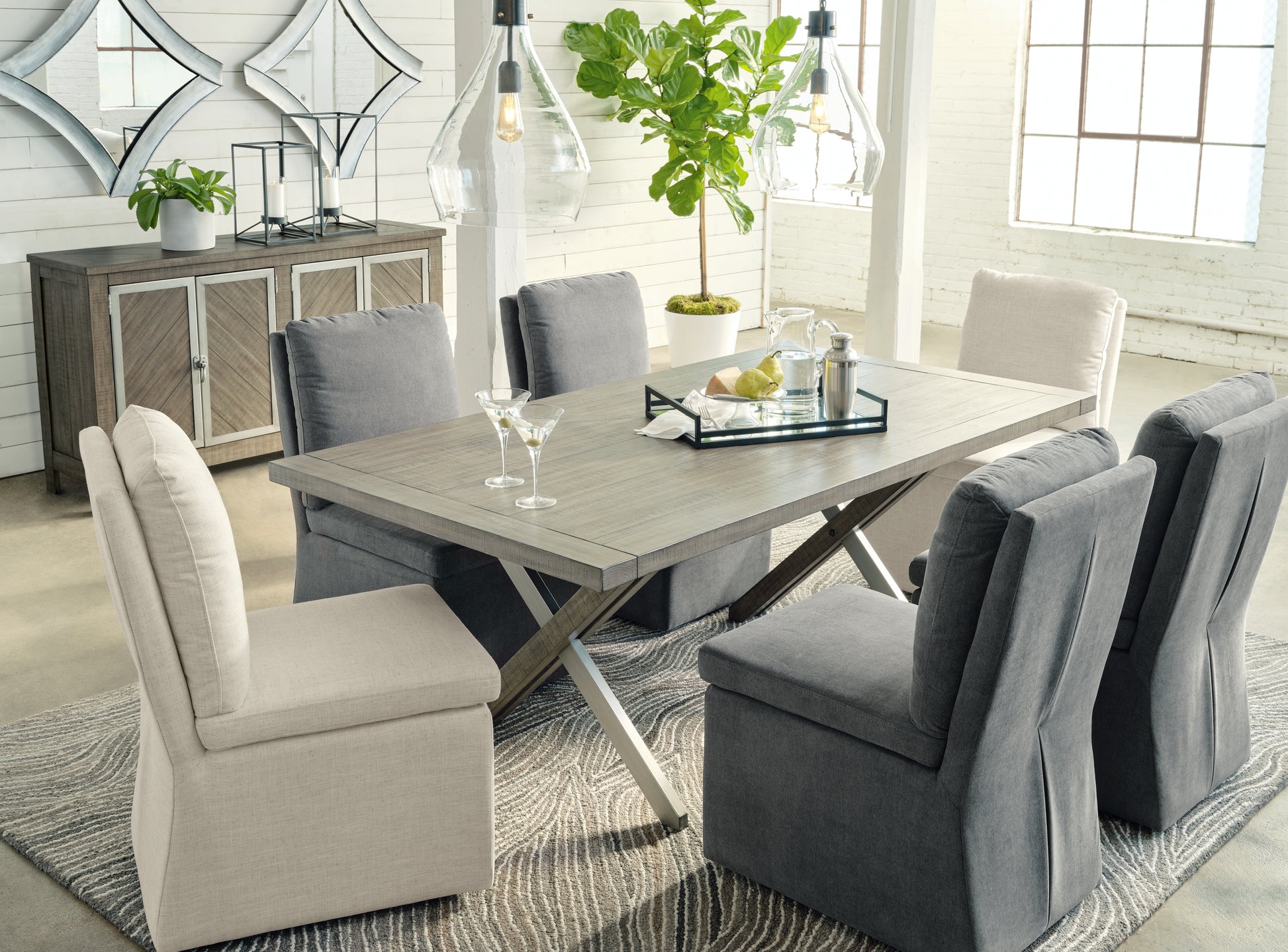 Cape Furniture Outlet - Ashley Furniture - Krystanza Dining Room - Rectangular Dining Room Table / Weathered Gray - D766-25