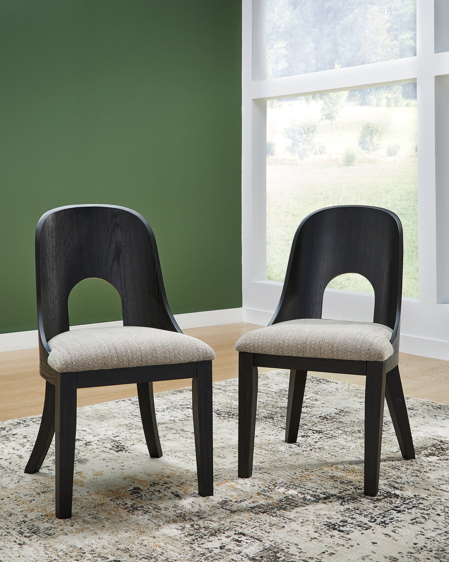 Cape Furniture Outlet - Ashley Furniture - Rowanbeck Dining Room - Dining Chair (Set of 2) / Black - D821-01X2