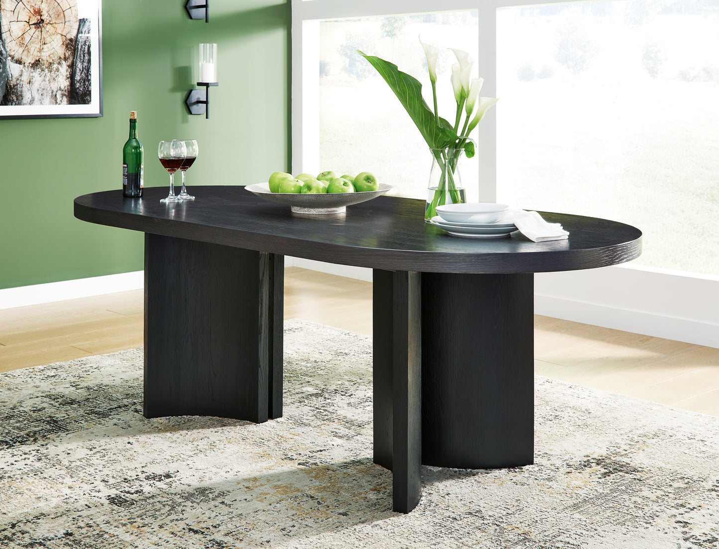 Cape Furniture Outlet - Ashley Furniture - Rowanbeck Dining Room - Oval Dining Room Table / Black - D821-25