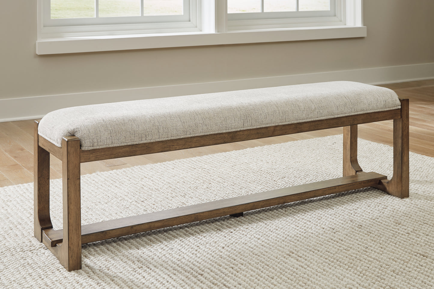 Cape Furniture Outlet - Ashley Furniture - Cabalynn Dining Room - Large UPH Dining Room Bench / Oatmeal/Light Brown - D974-00