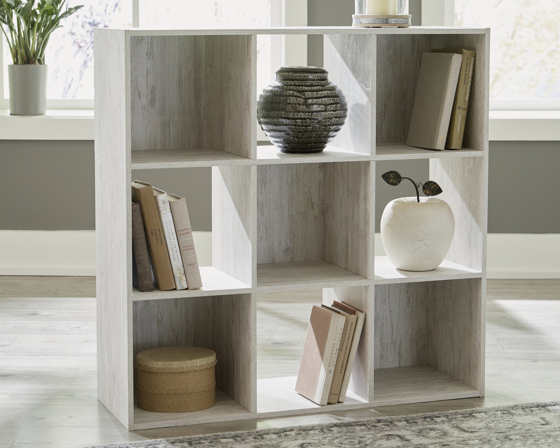 Cape Furniture Outlet - Ashley Furniture - Paxberry Nine Cube Organizer - Nine Cube Organizer / Whitewash - EA1811-3X3