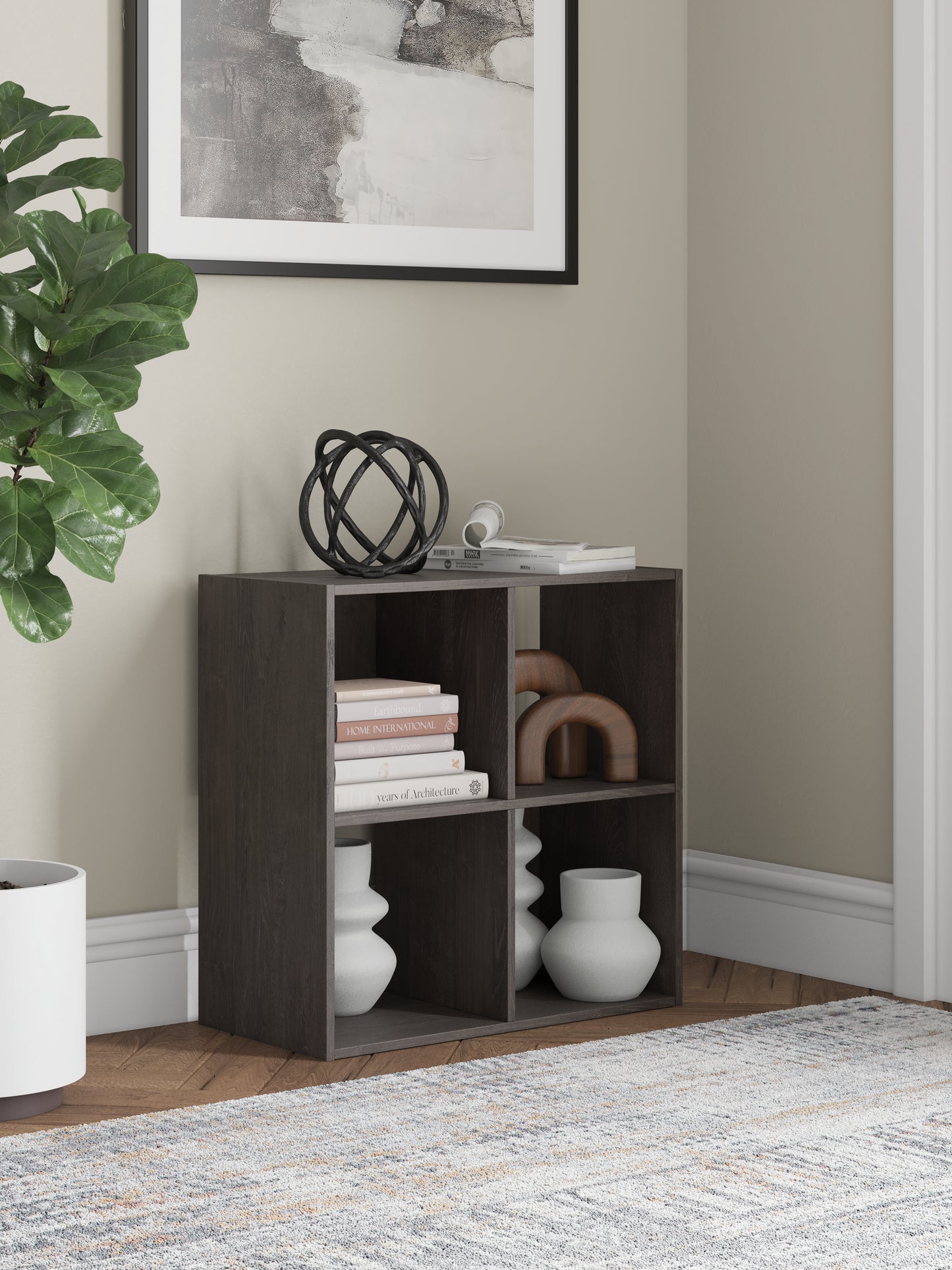 Cape Furniture Outlet - Ashley Furniture - Piperton Four Cube Organizer - Four Cube Organizer / Charcoal - EA5514-2X2