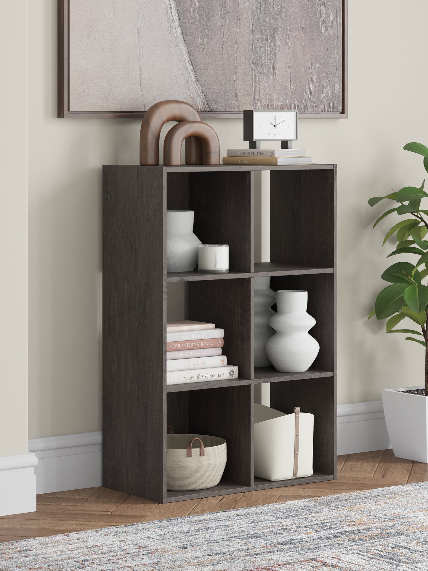 Cape Furniture Outlet - Ashley Furniture - Piperton Six Cube Organizer - Six Cube Organizer / Charcoal - EA5514-3X2