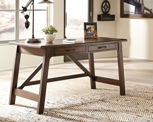 Cape Furniture Outlet - Ashley Furniture - Baldridge Office Desk - Home Office Large Leg Desk / Rustic Brown - H675-44