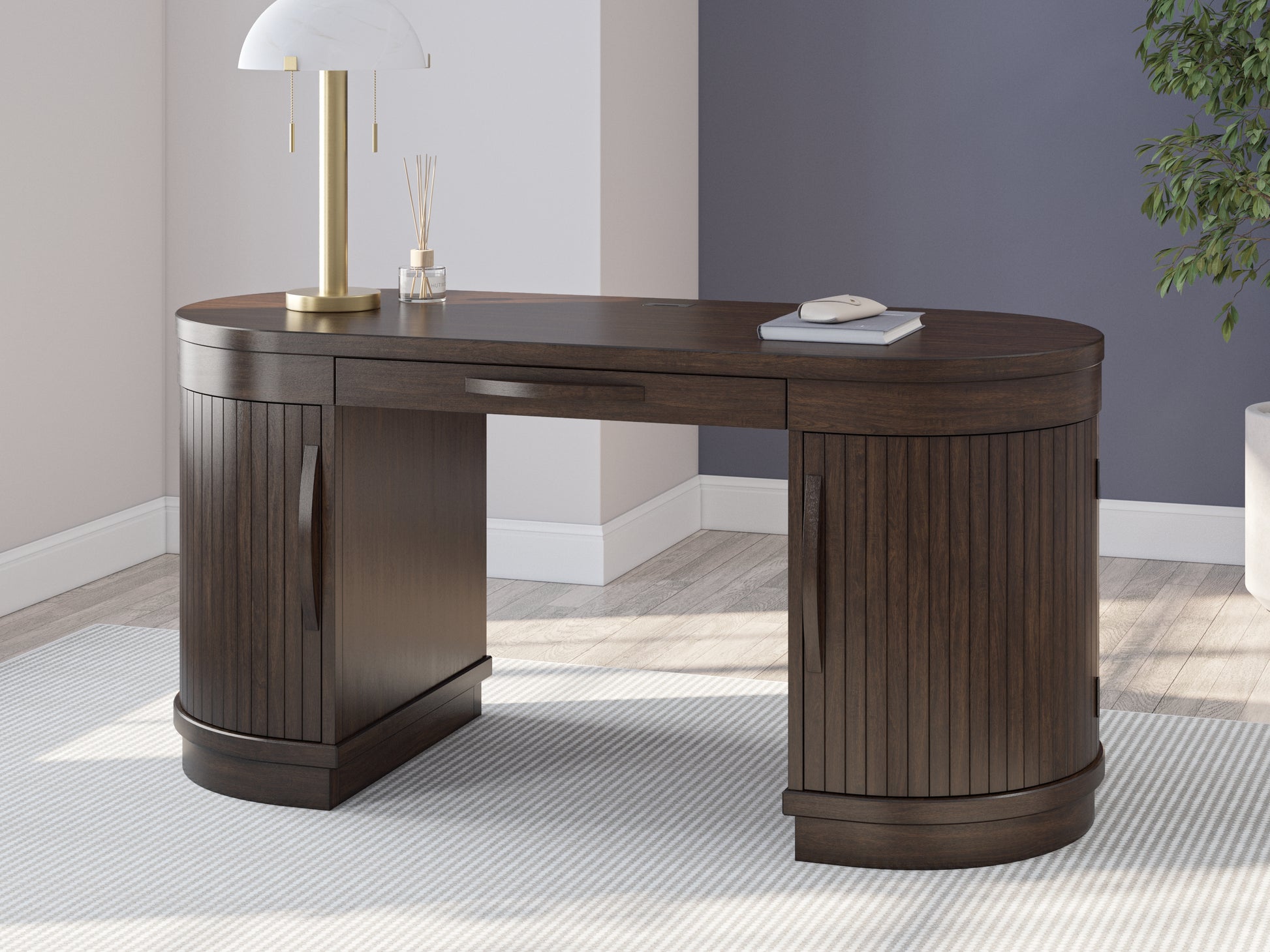 Cape Furniture Outlet - Ashley Furniture - Korestone Office Desk - Home Office Desk / Warm Brown - H687-27