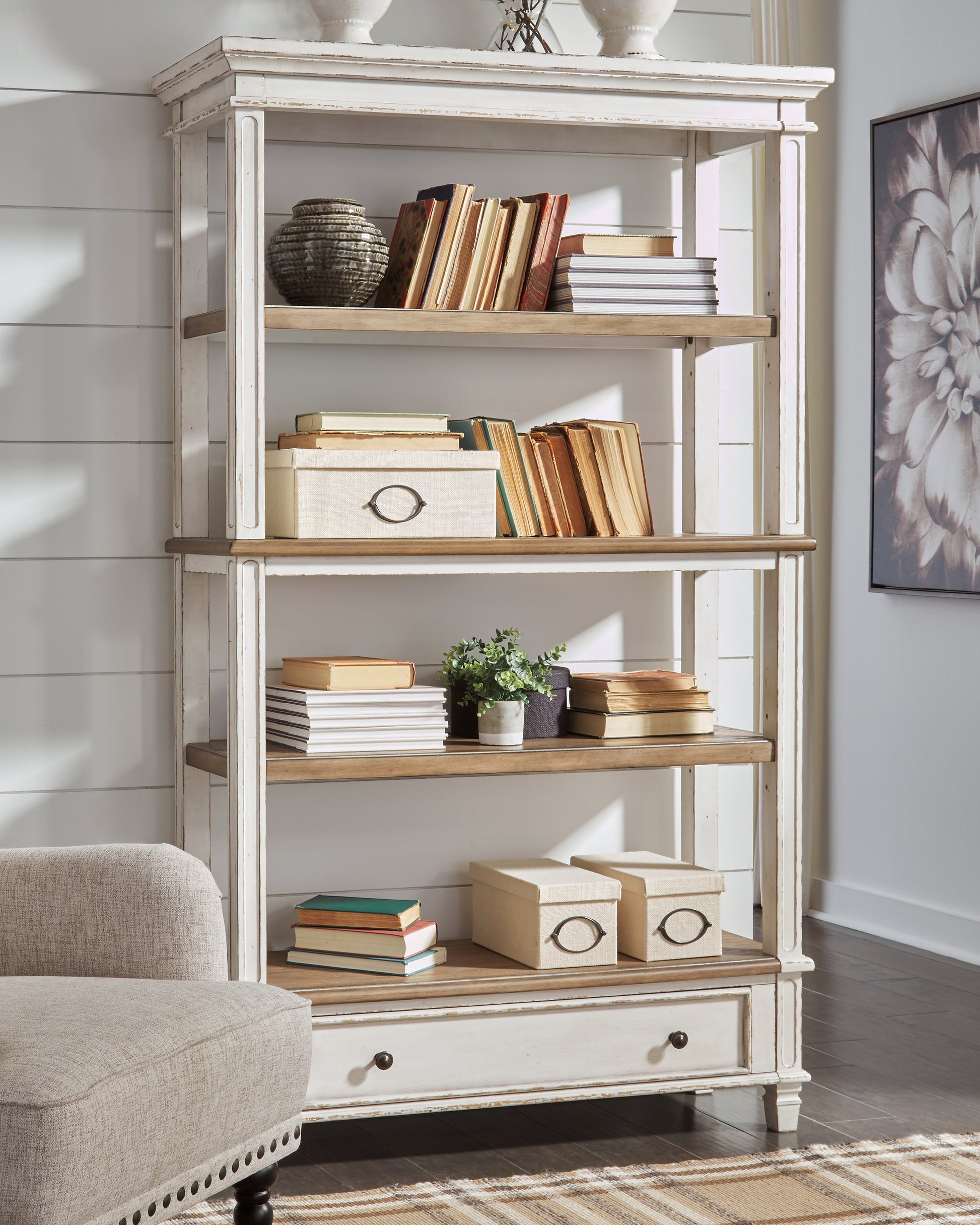Cape Furniture Outlet - Ashley Furniture - Realyn Bookcase - Bookcase / Brown/White - H743-70
