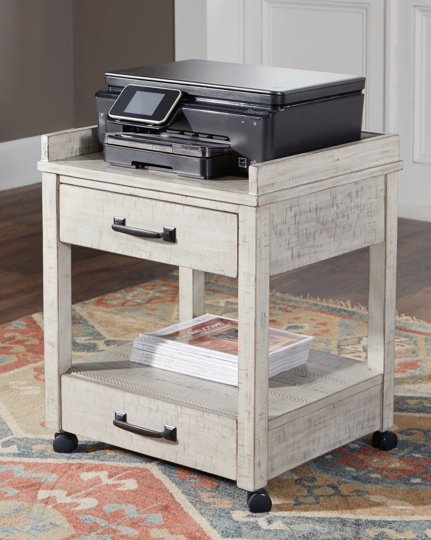 Cape Furniture Outlet - Ashley Furniture - Carynhurst Printer Stand - Printer Stand / Whitewash - H755-11