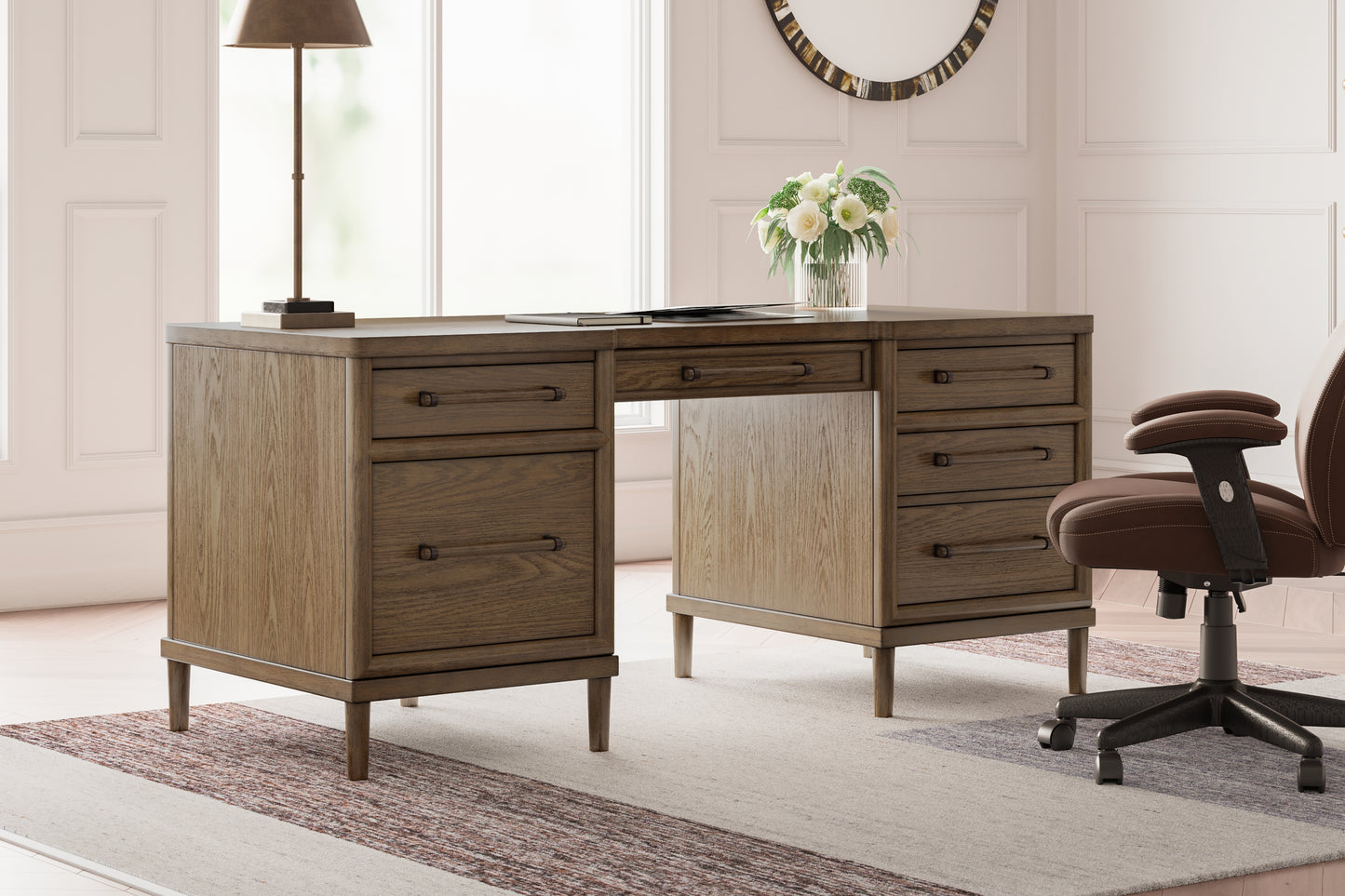 Cape Furniture Outlet - Ashley Furniture - Roanhowe Office Desk - Home Office Desk / Brown - H769-21