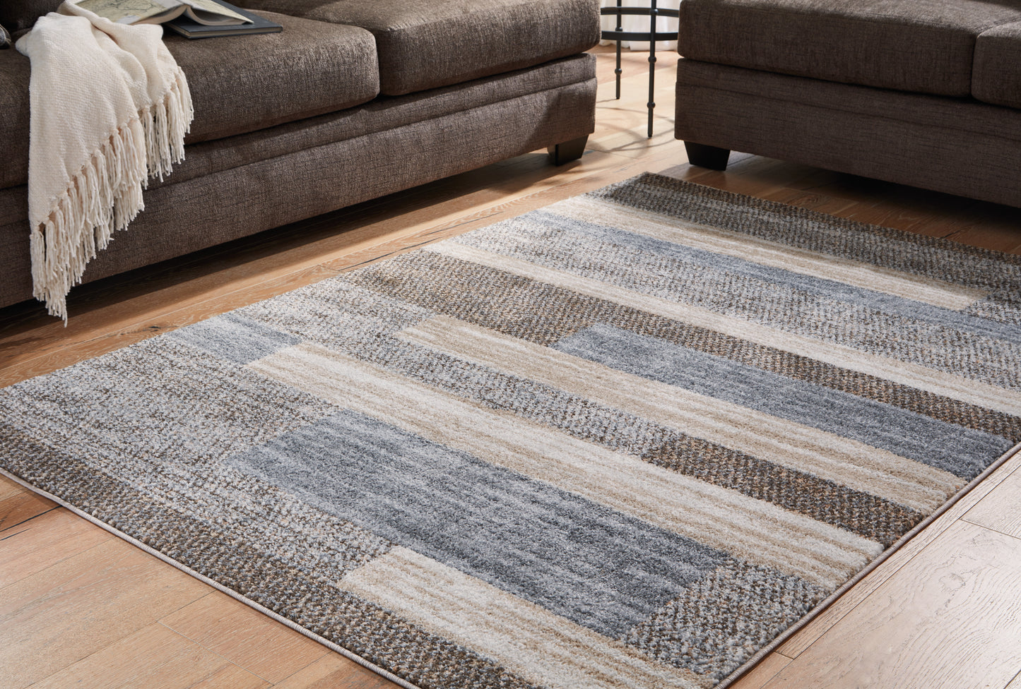 Cape Furniture Outlet - Ashley Furniture - Sethburn Rug - 8' x 10' Rug / Cream/Brown/Gray - R406591