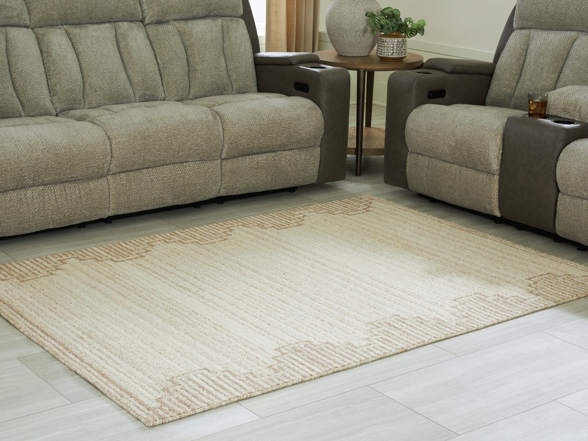 Cape Furniture Outlet - Ashley Furniture - Emorymore Rug - Large Rug / Brown/Beige - R407301