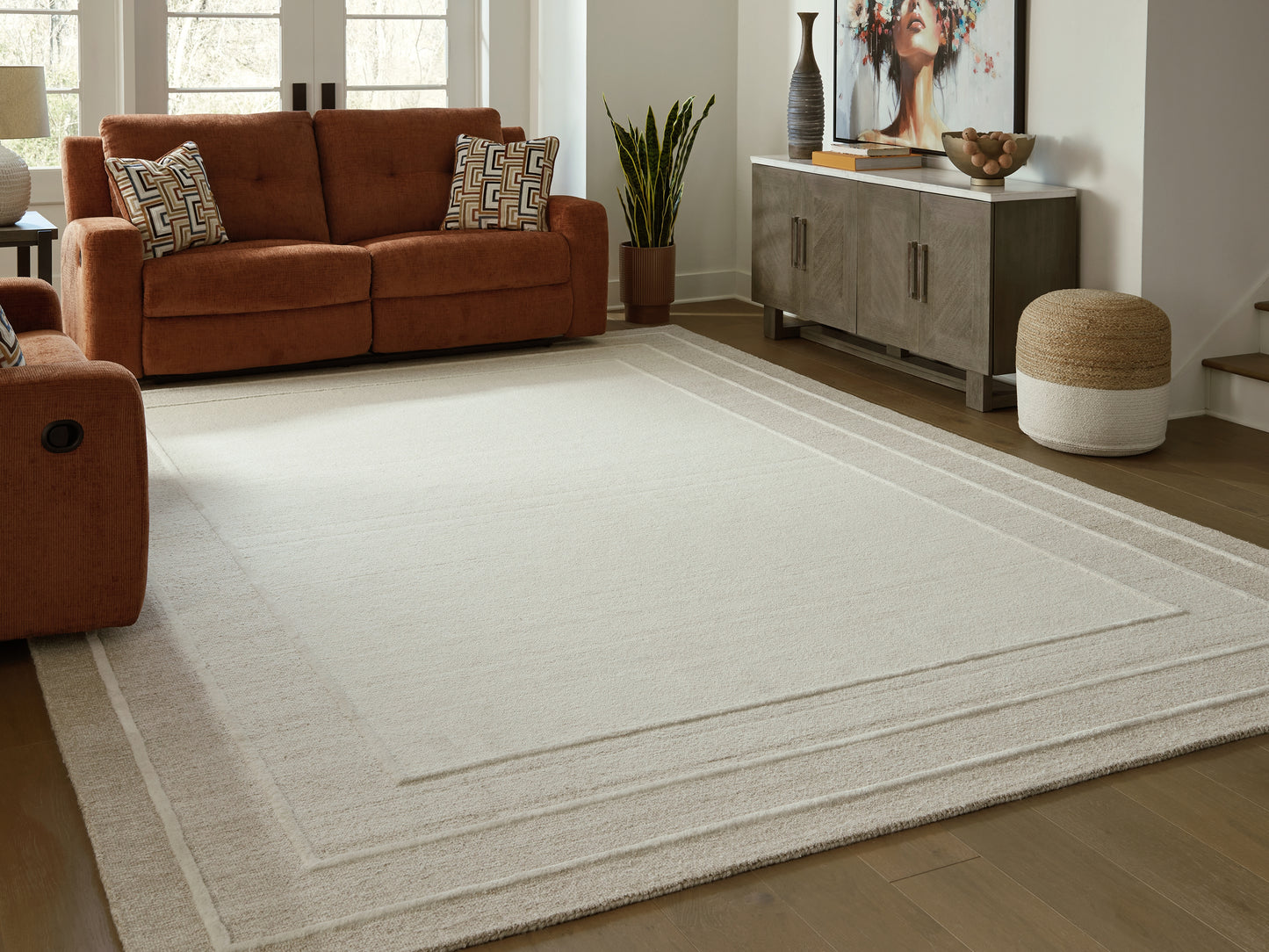 Cape Furniture Outlet - Ashley Furniture - Teelgan Rug - Large Rug / Ivory/Tan - R407311