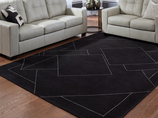 Cape Furniture Outlet - Ashley Furniture - Marav Rug - 7'8" x 10' Area Rug / Black/White - R407531