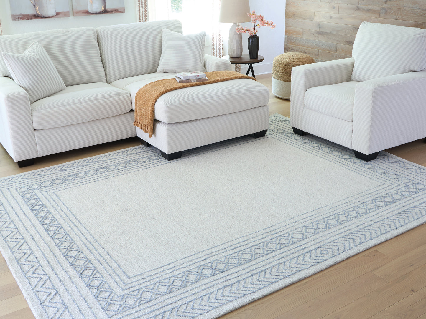Cape Furniture Outlet - Ashley Furniture - Azelhurst Rug - 7'8" x 10' Area Rug / Blue/Ivory/Gray - R407851