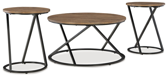 Cape Furniture Outlet - Ashley Furniture - Cassbryn Table (Set of 3) - Occasional Table Set (3/CN) / Brown/Black - T152-13