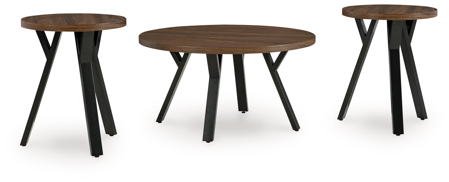 Cape Furniture Outlet - Ashley Furniture - Elbrynn Table (Set of 3) - Occasional Table Set (3/CN) / Brown/Black - T153-13