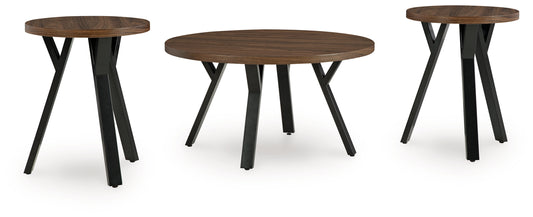 Cape Furniture Outlet - Ashley Furniture - Elbrynn Table (Set of 3) - Occasional Table Set (3/CN) / Brown/Black - T153-13