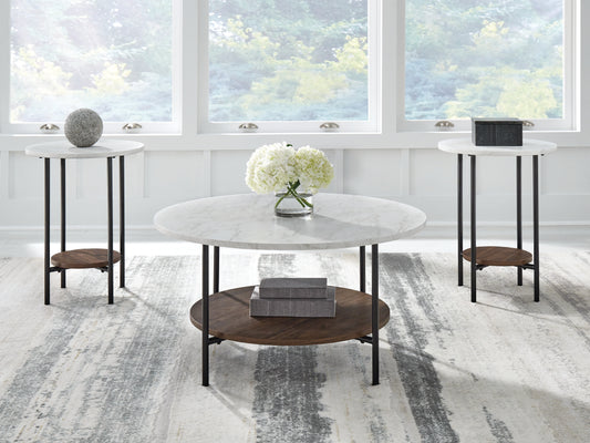 Cape Furniture Outlet - Ashley Furniture - Wrenwich Table (Set of 3) - Occasional Table Set (3/CN) / Brown/Black/White - T167-13