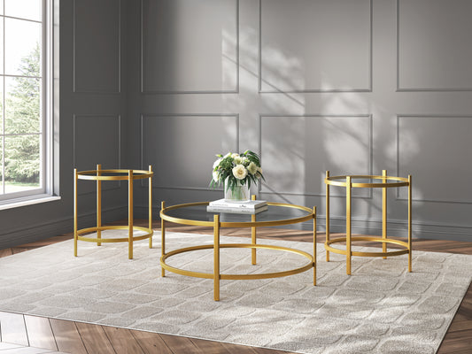 Cape Furniture Outlet - Ashley Furniture - Pearlox Table (Set of 3) - Occasional Table Set (3/CN) / Gold - T173-13