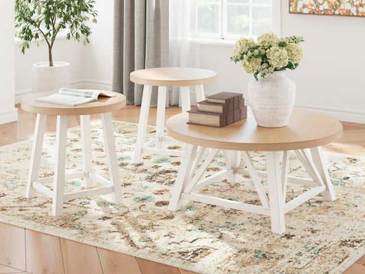 Cape Furniture Outlet - Ashley Furniture - Fawndell Table (Set of 3) - Occasional Table Set (3/CN) / Antique White/Brown - T193-13