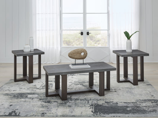 Cape Furniture Outlet - Ashley Furniture - Dynnford Table (Set of 3) - Occasional Table Set (3/CN) / Gray/Brown - T216-13