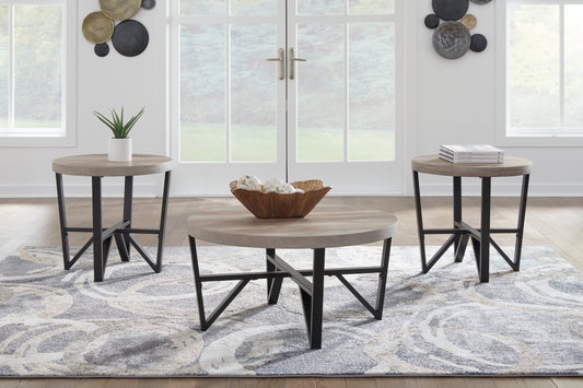 Cape Furniture Outlet - Ashley Furniture - Deanlee Table (Set of 3) - Occasional Table Set (3/CN) / Grayish Brown/Black - T235-13