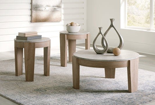 Cape Furniture Outlet - Ashley Furniture - Guystone Table (Set of 3) - Occasional Table Set (3/CN) / Light Brown - T237-13