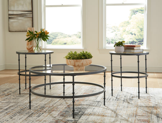Cape Furniture Outlet - Ashley Furniture - Kellyco Table (Set of 3) - Occasional Table Set (3/CN) / Gunmetal - T246-13