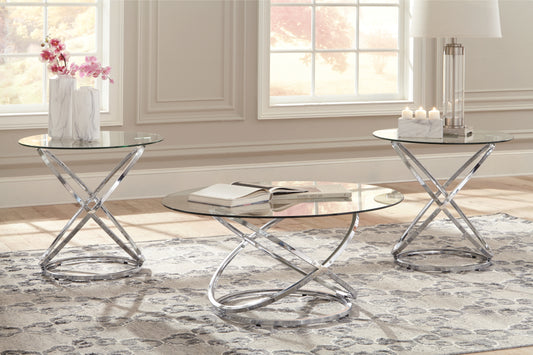 Cape Furniture Outlet - Ashley Furniture - Hollynyx Table (Set of 3) - Occasional Table Set (3/CN) / Chrome Finish - T270-13