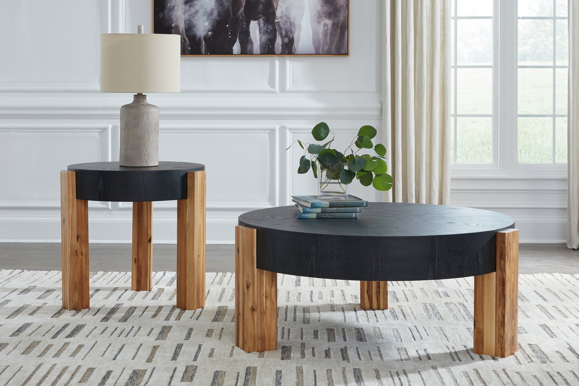 Cape Furniture Outlet - Ashley Furniture - Breenmore Table (Set of 2) - Occasional Table Set (Set of 2) / Black/Natural - T322-12