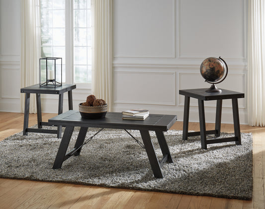 Cape Furniture Outlet - Ashley Furniture - Noorbrook Table (Set of 3) - Occasional Table Set (3/CN) / Black/Pewter - T351-13