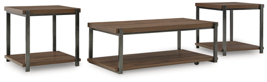 Cape Furniture Outlet - Ashley Furniture - Trindwick Table (Set of 3) - Occasional Table Set (3/CN) / Brown/Gun Metal - T381-13