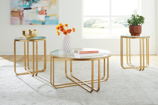 Cape Furniture Outlet - Ashley Furniture - Milloton Table (Set of 3) - Occasional Table Set (3/CN) / Gold - T398-13