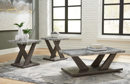 Cape Furniture Outlet - Ashley Furniture - Bensonale Table (Set of 3) - Occasional Table Set (3/CN) / Brown/Gray - T400-13