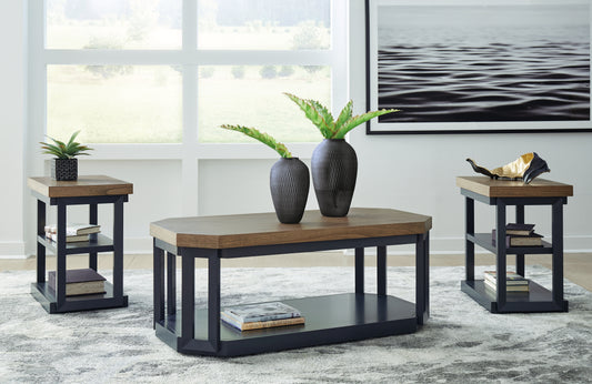 Cape Furniture Outlet - Ashley Furniture - Landocken Table (Set of 3) - Occasional Table Set (3/CN) / Brown/Blue - T402-13