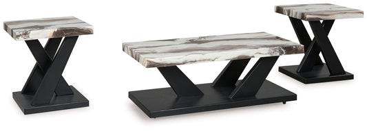 Cape Furniture Outlet - Ashley Furniture - Cendill Table (Set of 3) - Occasional Table Set (3/CN) / Dark Brown/White/Black - T403-13