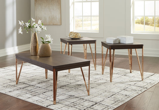 Cape Furniture Outlet - Ashley Furniture - Bandyn Table (Set of 3) - Occasional Table Set (3/CN) / Brown/Champagne - T404-13