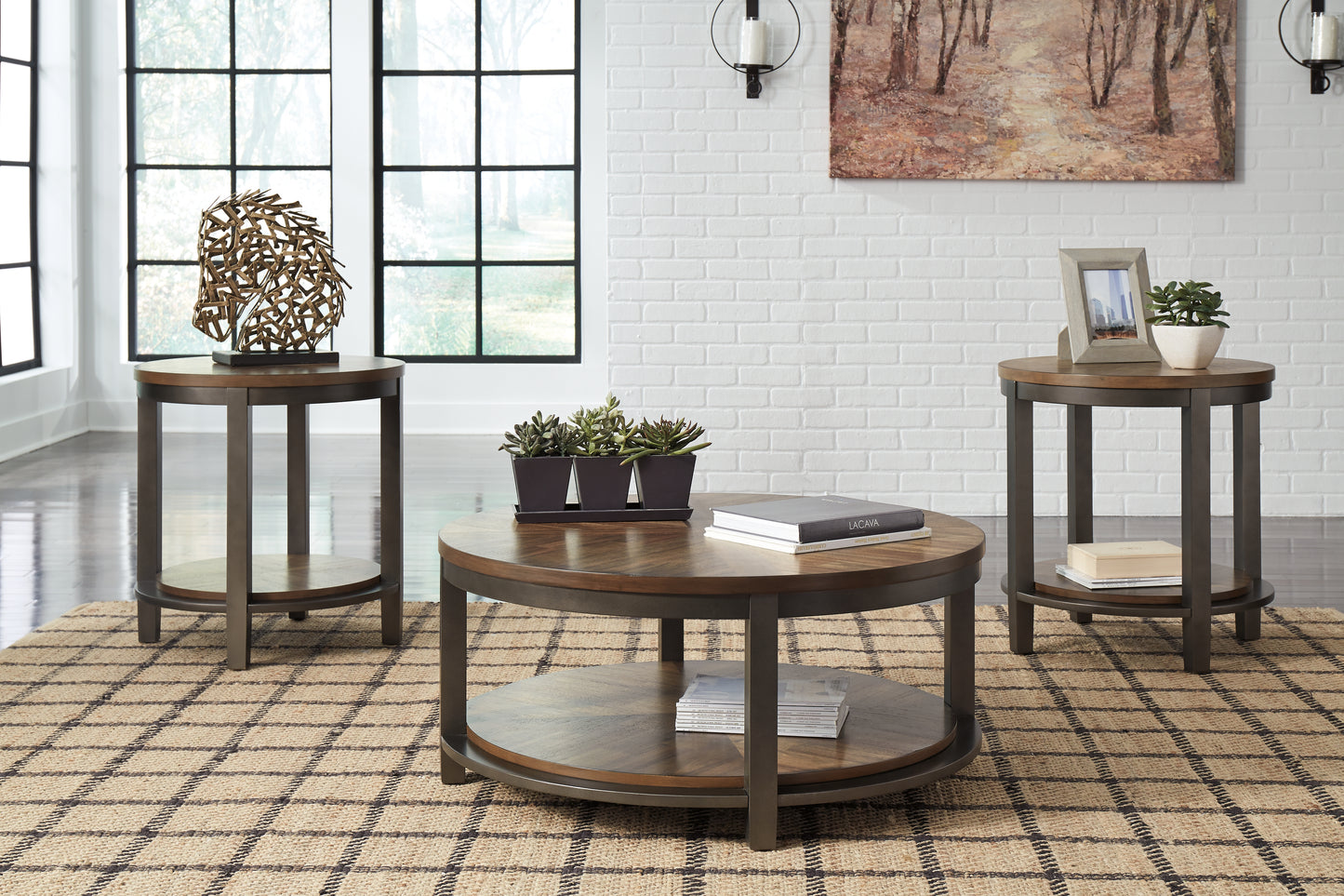 Cape Furniture Outlet - Ashley Furniture - Roybeck Table (Set of 3) - Occasional Table Set (3/CN) / Light Brown/Bronze - T411-13