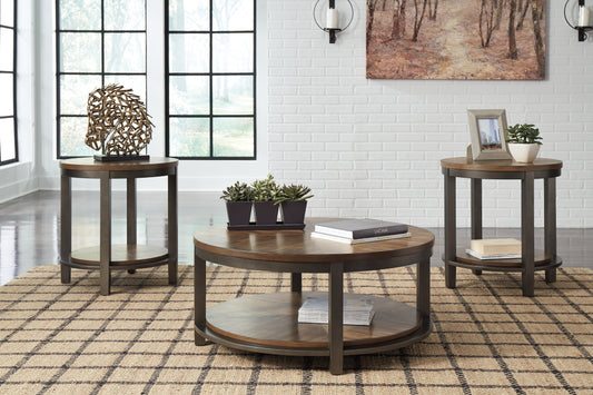 Cape Furniture Outlet - Ashley Furniture - Roybeck Table (Set of 3) - Occasional Table Set (3/CN) / Light Brown/Bronze - T411-13