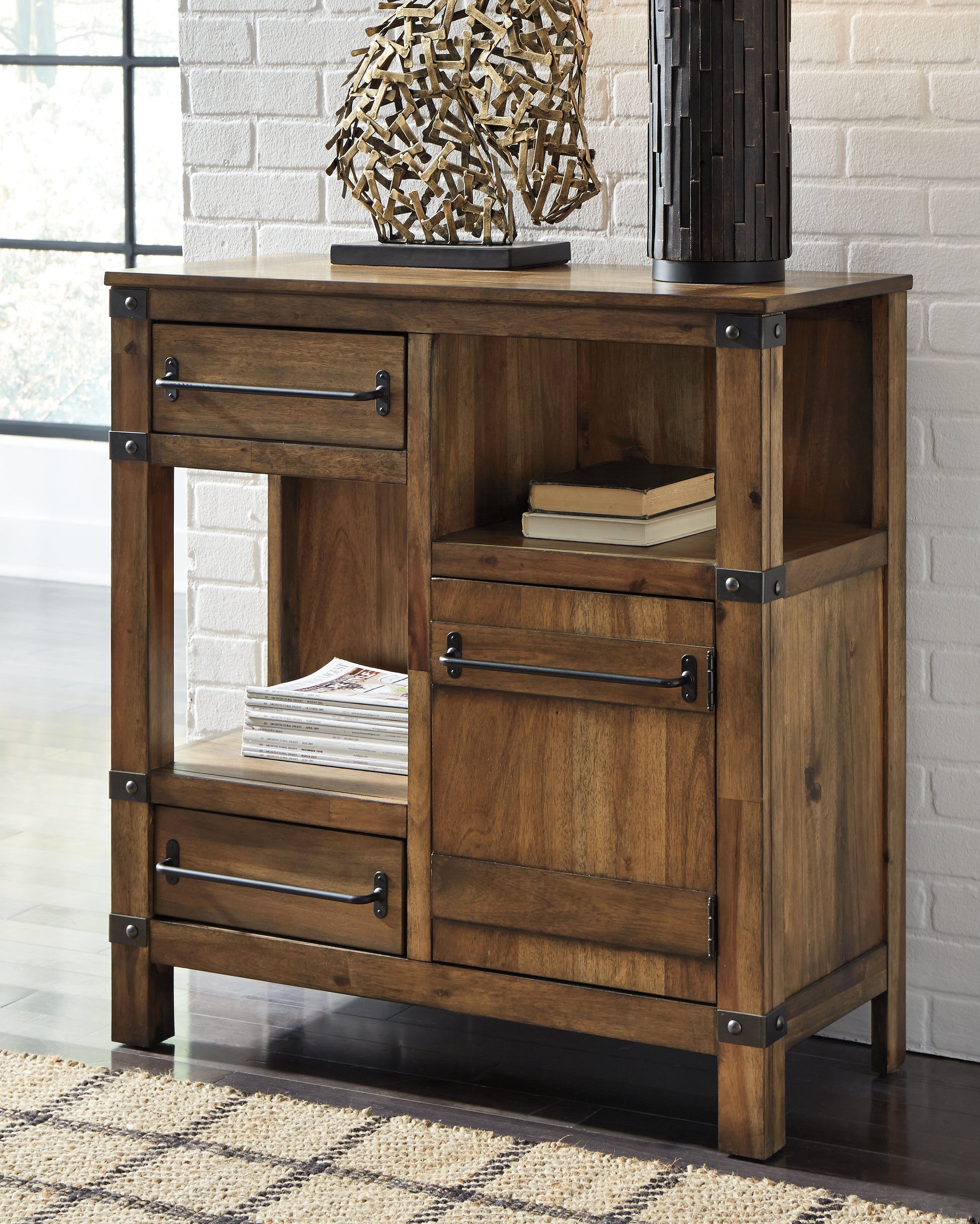 Cape Furniture Outlet - Ashley Furniture - Roybeck Accent Cabinet - Accent Cabinet / Light Brown/Bronze - T411-40